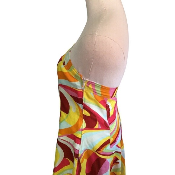 ABS by Allen Schwartz Multicolor Cotton Backless Mini Dress Women's 10 Lined - Picture 3 of 6